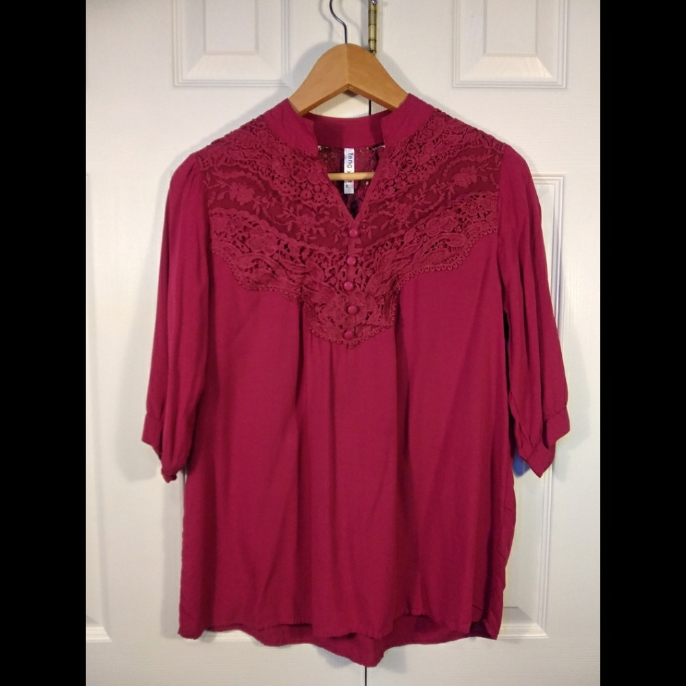 80s Vintage blouse pink lace short sleeves